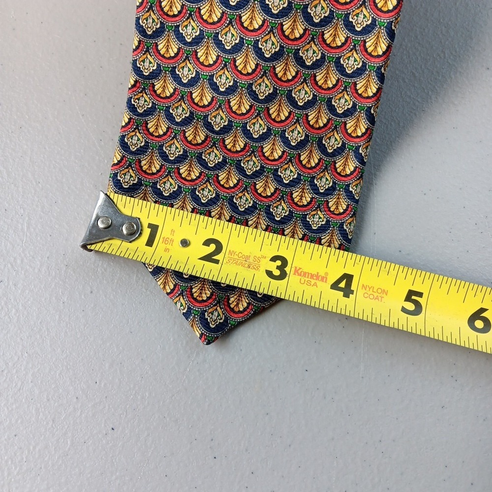 Zianetti Mens Tie Italian 100% Silk Art Deco Gold Navy Costal Countryside Preppy - Picture 2 of 5